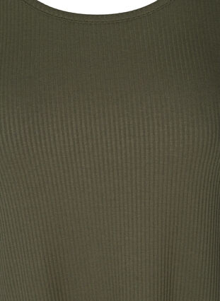 Ribbad klänning med korta ärmar, Dark Green, Packshot image number 2