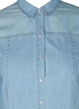 Lång jeansskjorta i bomull, Light blue denim, Packshot image number 2