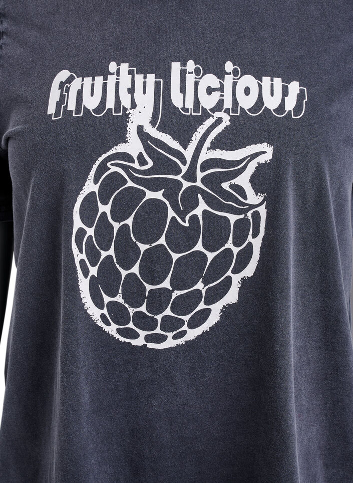 T-shirt i ekologisk bomull med grafiskt tryck, Grå, Packshot image number 2