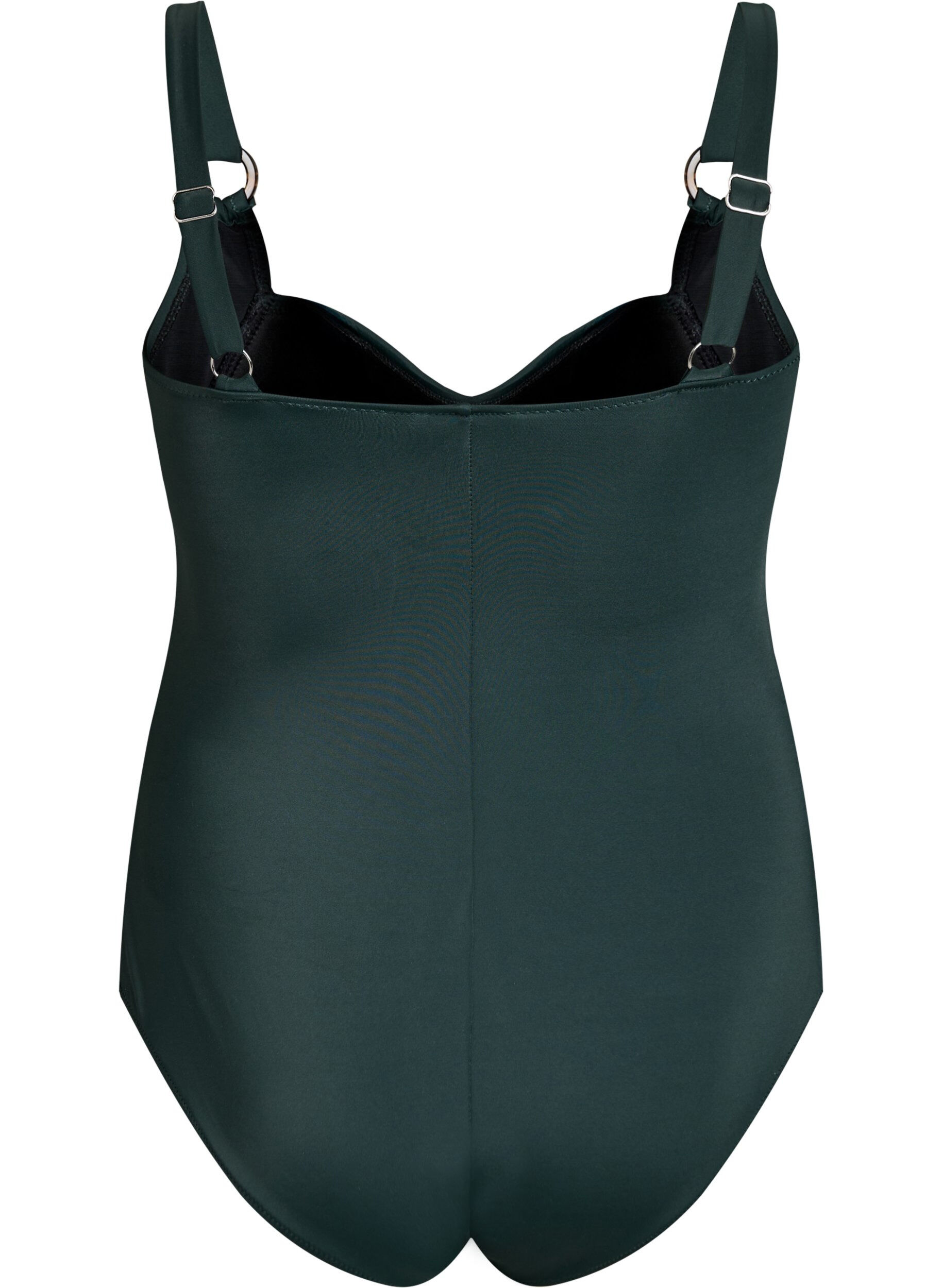 Zizzi Vadderad baddr&auml;kt med drapering, Gr&ouml;n, Packshot image number 1