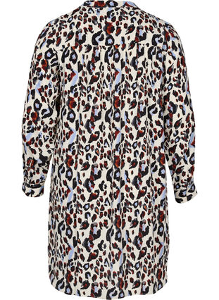 Mönstrad tunika med knappar framtill, White Leo Print, Packshot image number 1