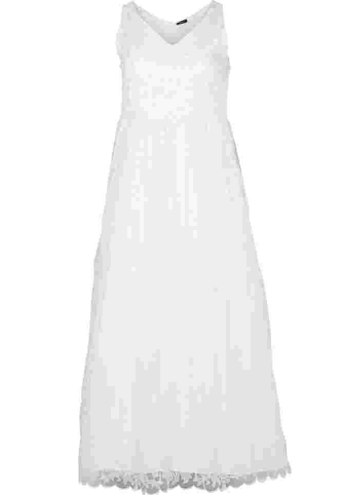 Ärmlös brudklänning med v-ringning, Star White, Packshot image number 0