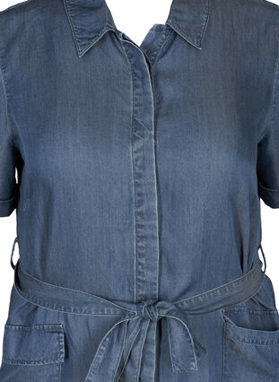 Kortärmad klänning i lyocell, Blue denim , Packshot image number 2