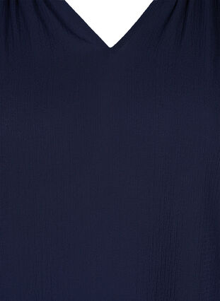 Blus med korta ärmar och v-ringad hals, Navy Blazer, Packshot image number 2