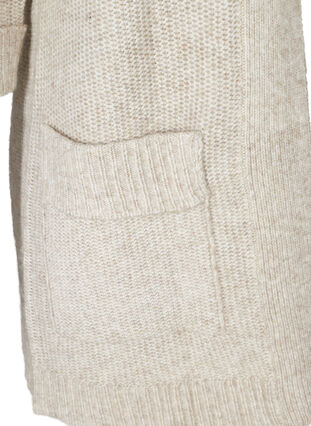 Lång stickad cardigan med stora fickor, Pumice Stone Mel, Packshot image number 3
