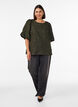 Blus i jacquard med puff&auml;rmar och a-linjeformad passform, Gr&ouml;n, Model image number 1