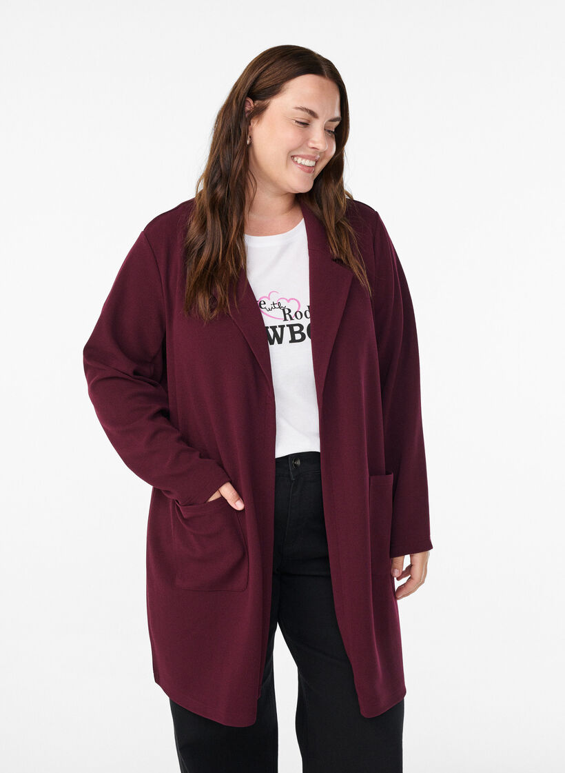 L&aring;ng kavaj med fickor, R&ouml;d, Model image number 0