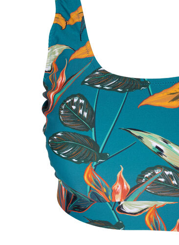 Mönstrad bikinitop med rund halsringning, Leaf Print, Packshot image number 2