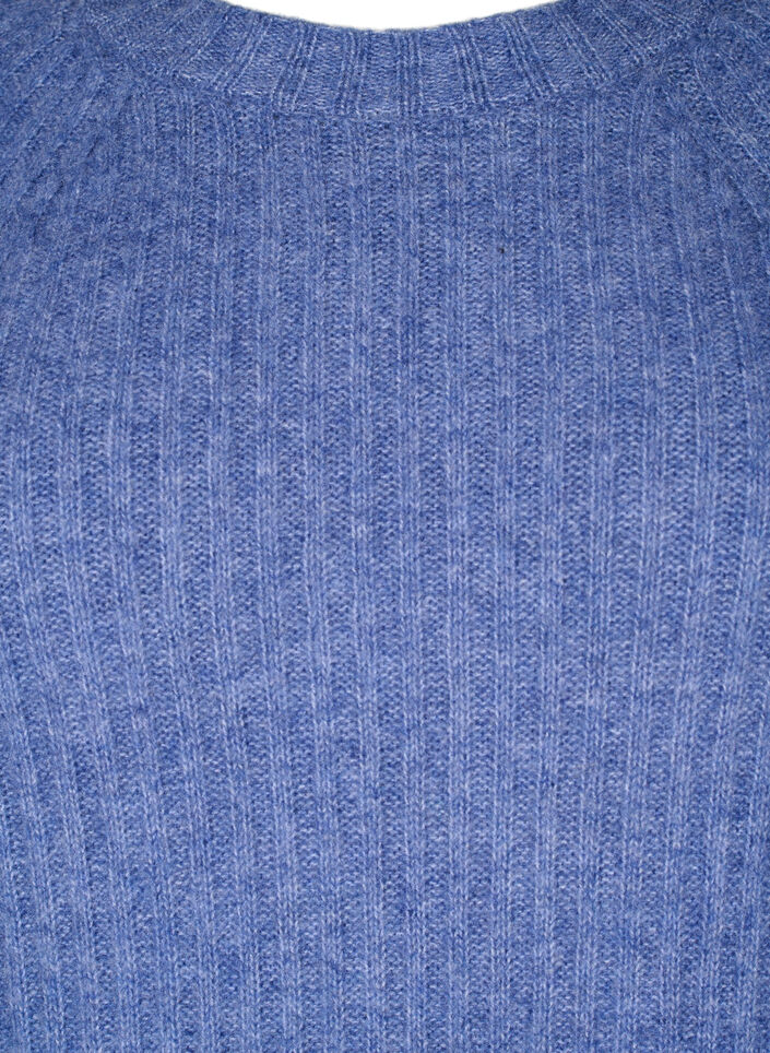 Ribbstickad kl&auml;nning med slits, Gray Blue Mel., Packshot image number 2