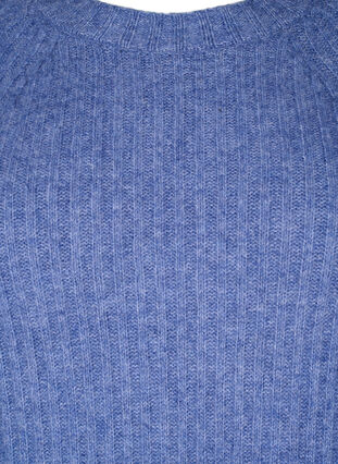 Ribbstickad klänning med slits, Gray Blue Mel., Packshot image number 2