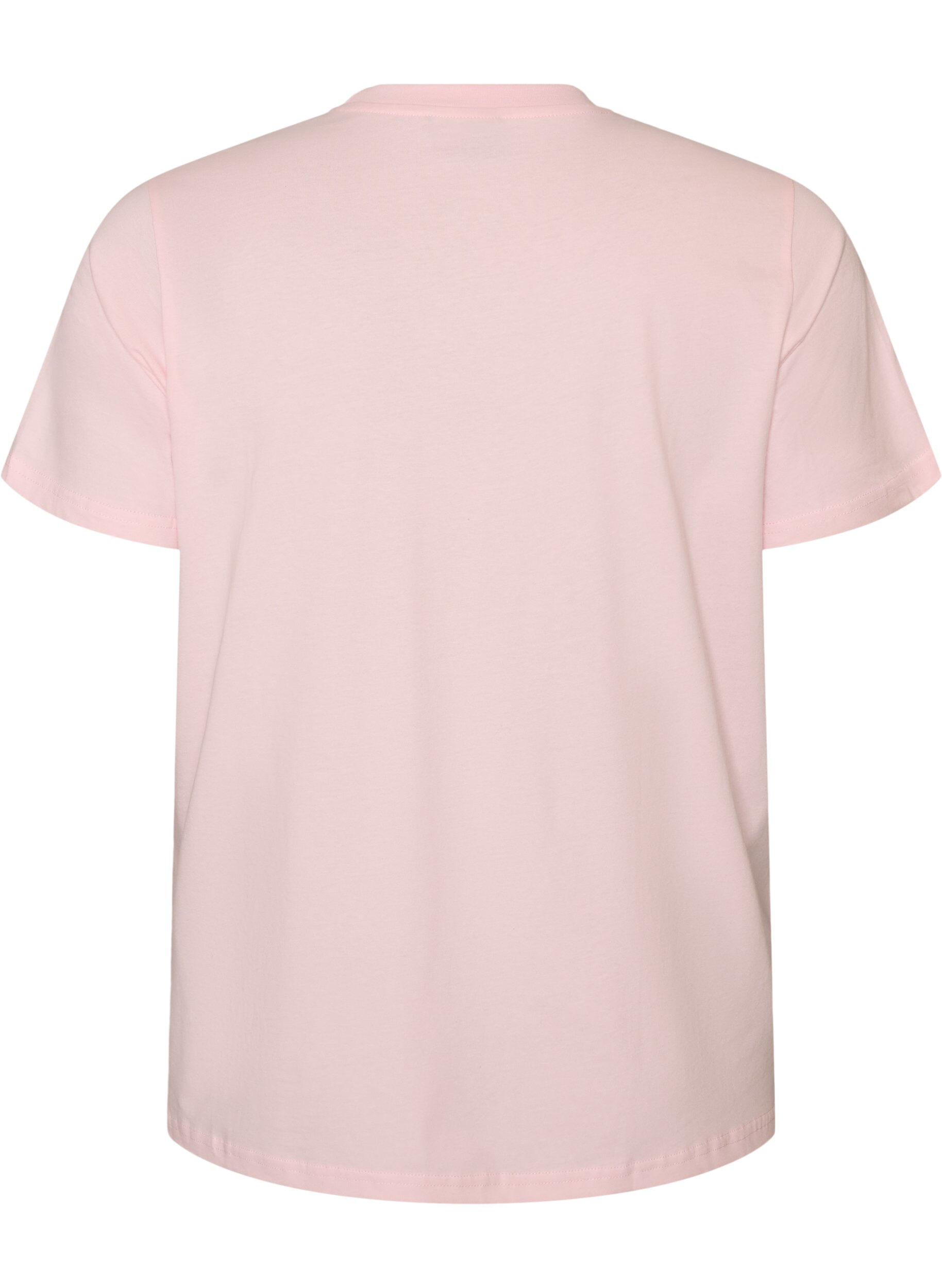 ZizziT-shirt i ekologisk bomull med tryck framtill, Rosa, Packshot image number 1