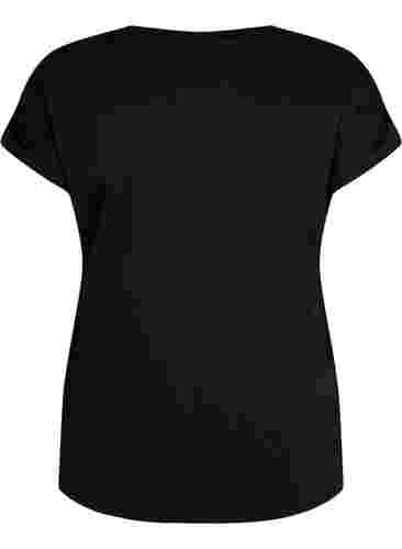 Kortärmad t-shirt i bomullsmix, Black, Packshot image number 1