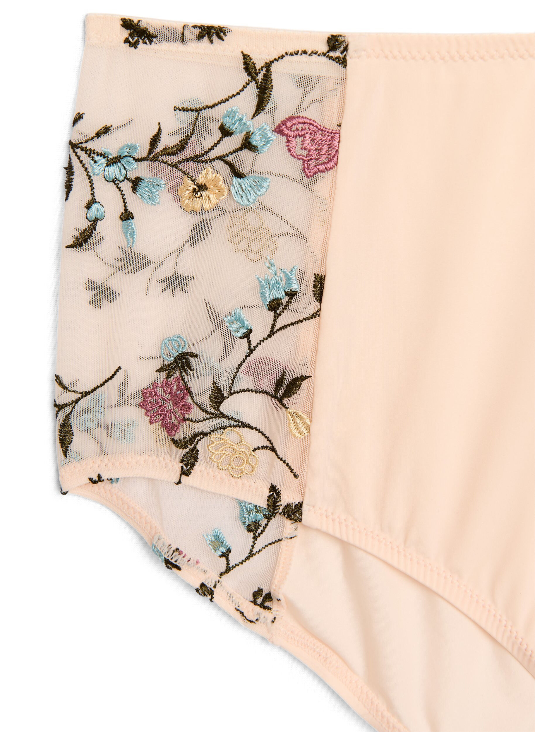 Zizzi Trosor i mikrofiber med broderade blomdetaljer, Rosa, Packshot image number 2