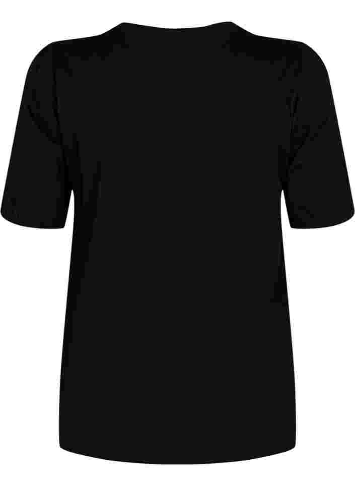 T-shirt i bomull med 2/4-ärmar, Black, Packshot image number 1