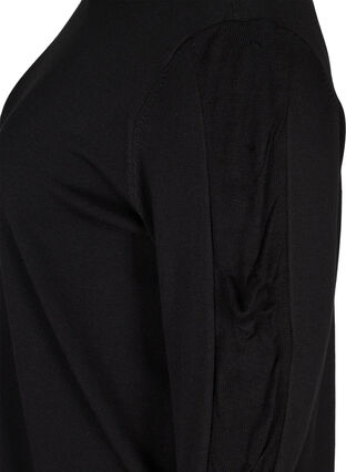Stickad tröja i viskos med draperade ärmar, Black, Packshot image number 3