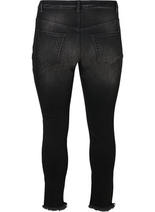 Cropped Nille jeans med rå kanter, Dark Grey Denim, Packshot image number 1