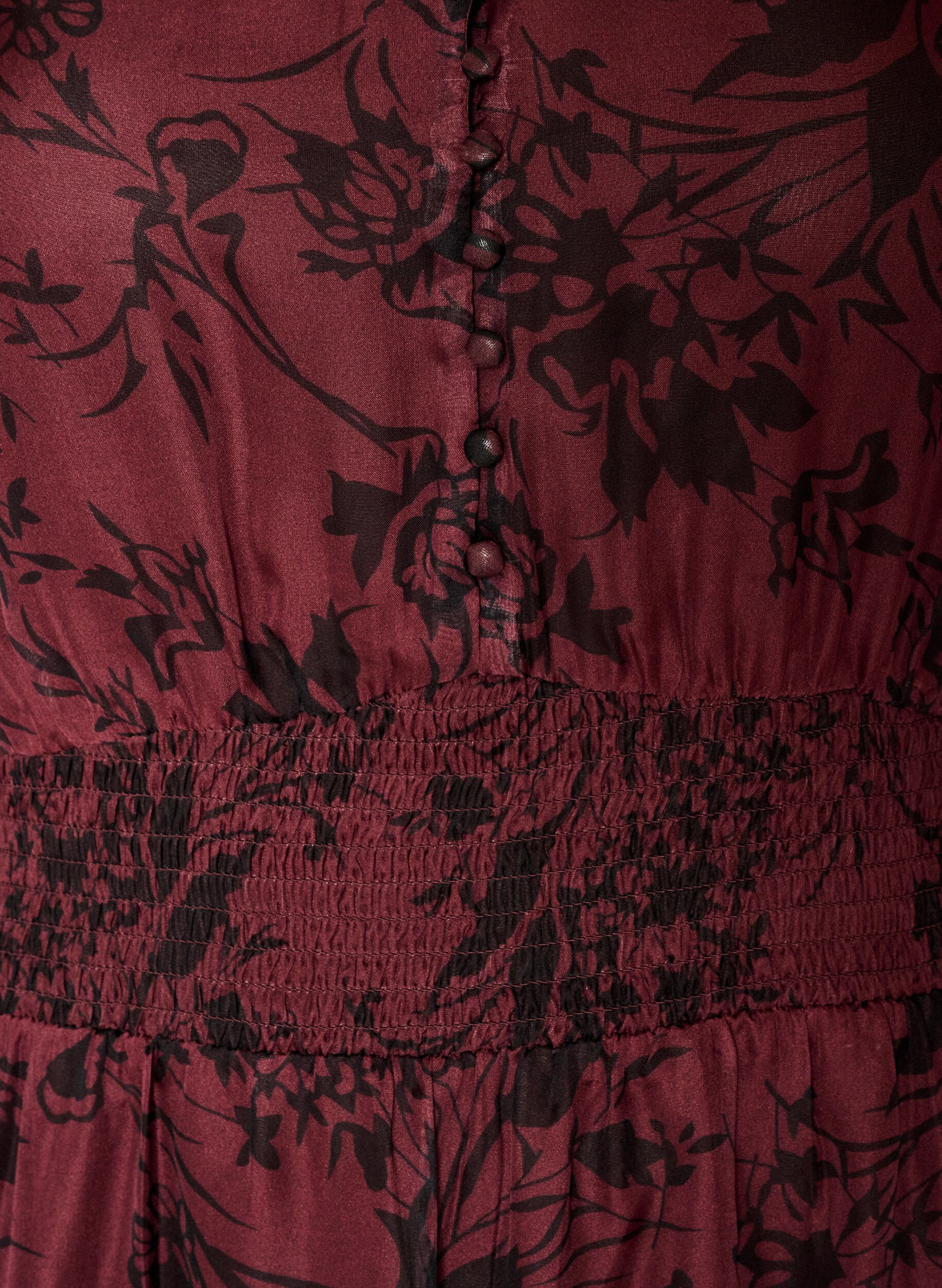ZizziMaxikl&auml;nning med blommigt m&ouml;nster och smock, M&ouml;rk Bordeaux, Packshot image number 2
