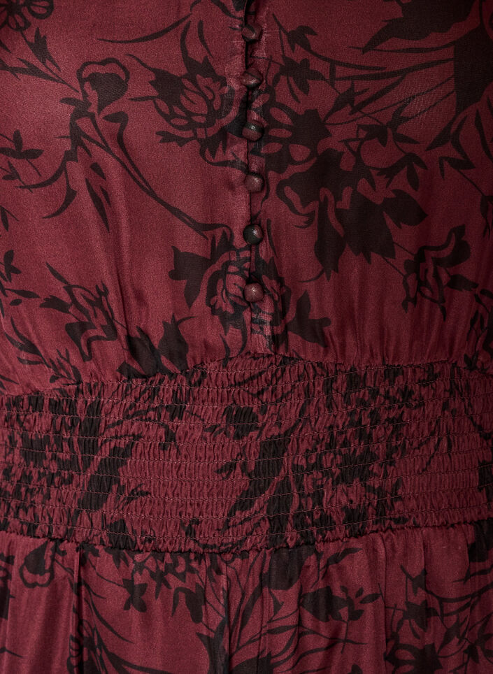 Maxikl&auml;nning med blommigt m&ouml;nster och smock, M&ouml;rk Bordeaux, Packshot image number 2