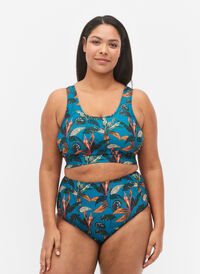 Bikinitrosa med hög midja och prickar, Leaf Print , Model