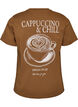 T-shirt i bomull med tryck, Brun, Packshot image number 1