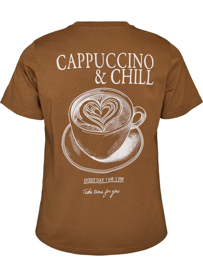 T-shirt i bomull med tryck, Brun, Packshot image number 1