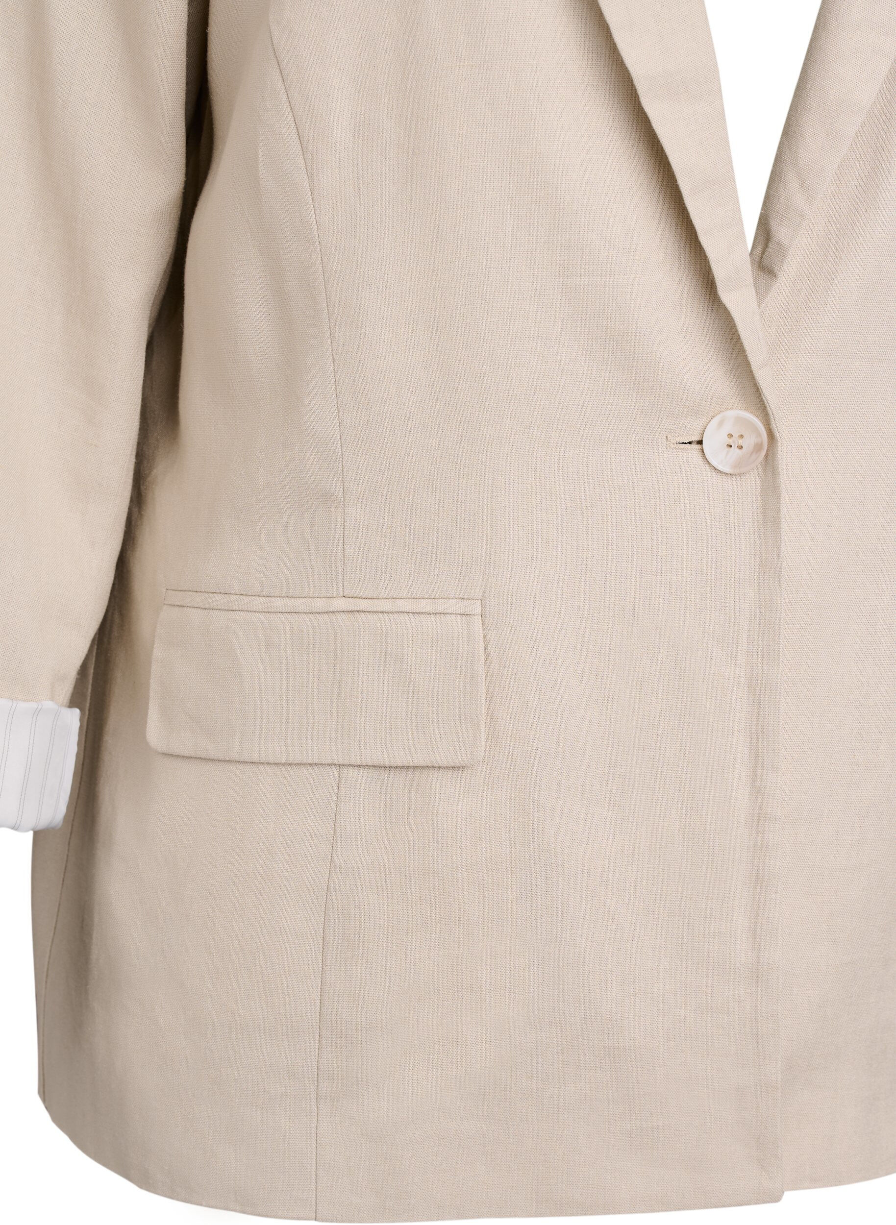 Zizzi Blazer i linne och viskos med slag och fickor, Beige, Packshot image number 2