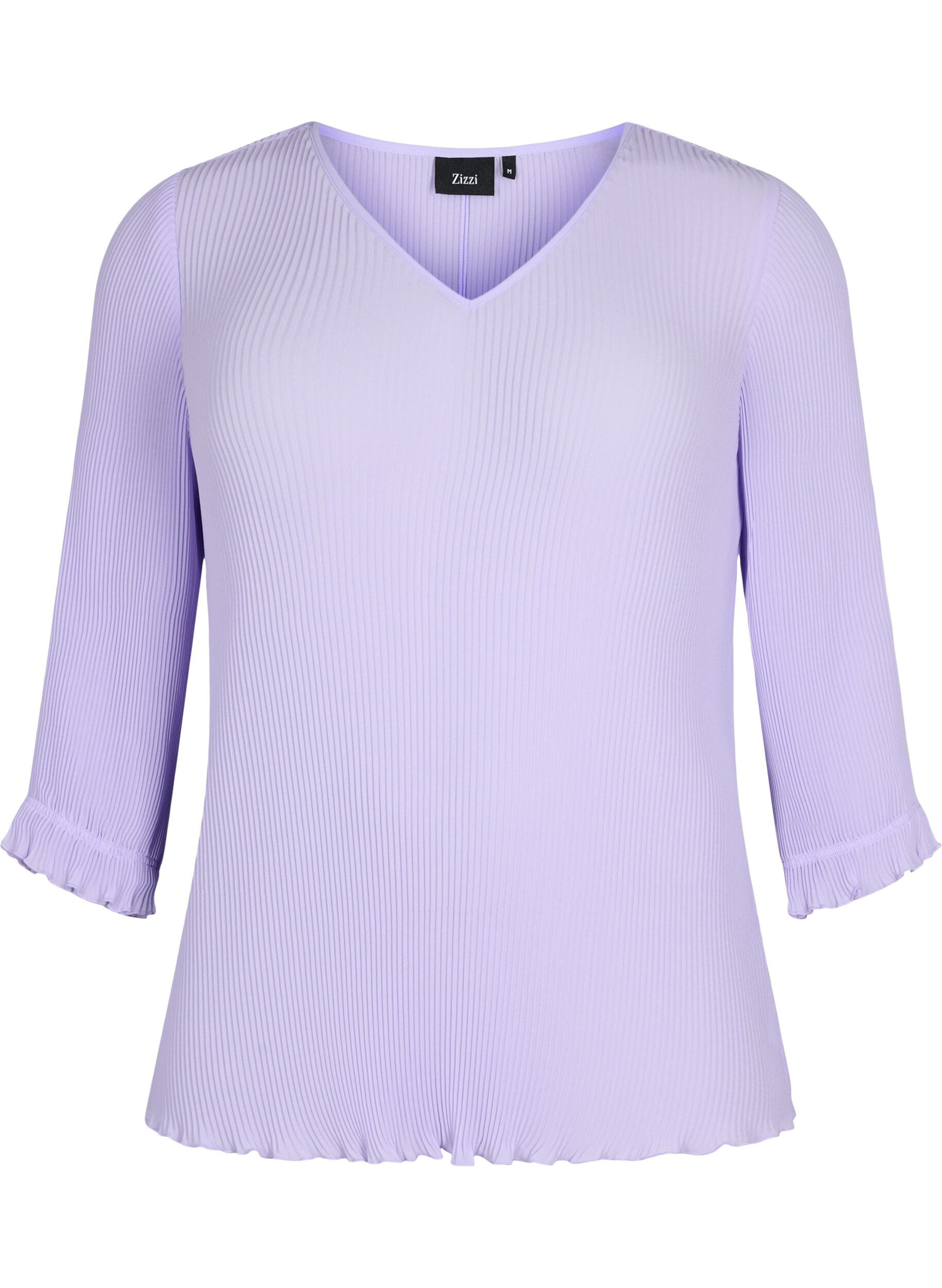 Zizzi Plisserad blus med 3/4-&auml;rmar, Lavender, Packshot image number 0