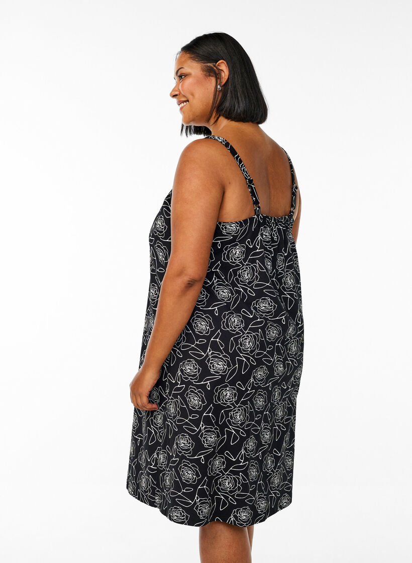 Midikl&auml;nning med axelband i ekologisk bomull, Svart, Model image number 2