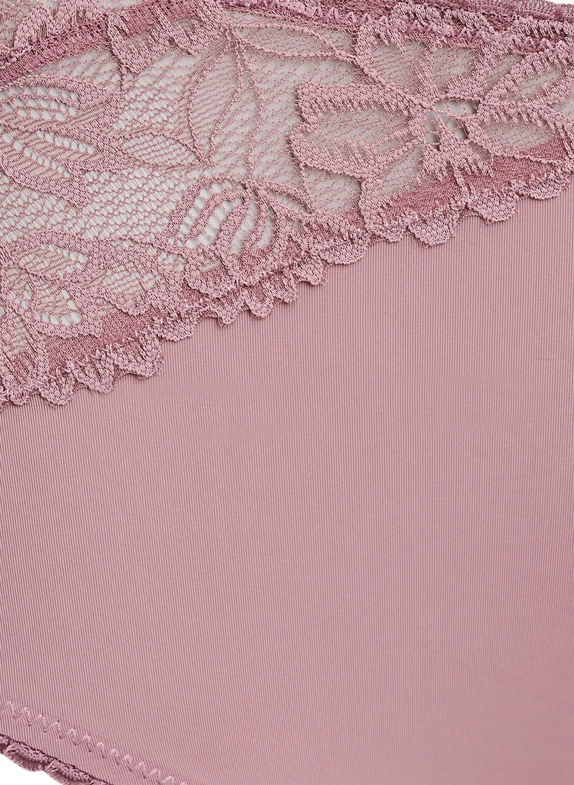 Zizzi Trosor i microfiber med spetsdetaljer, Rosa, Packshot image number 2