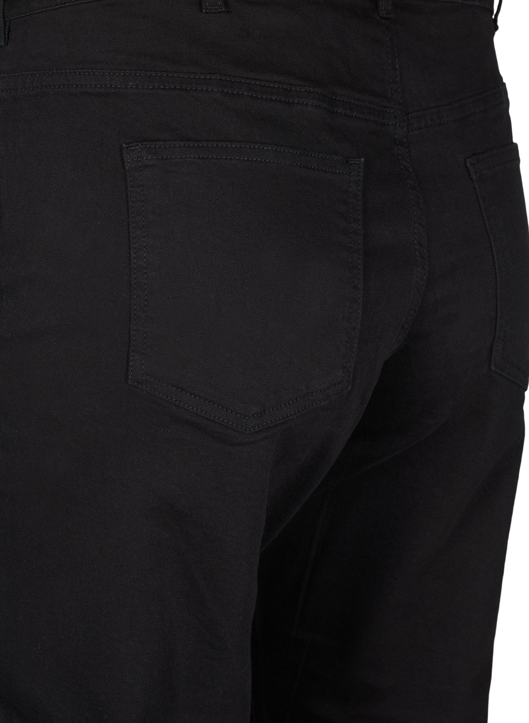 ZizziCroppade Vera-jeans med raka ben, Svart, Packshot image number 3