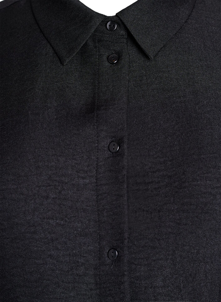 Knälång skjortklänning med knytskärp, Svart, Packshot image number 2