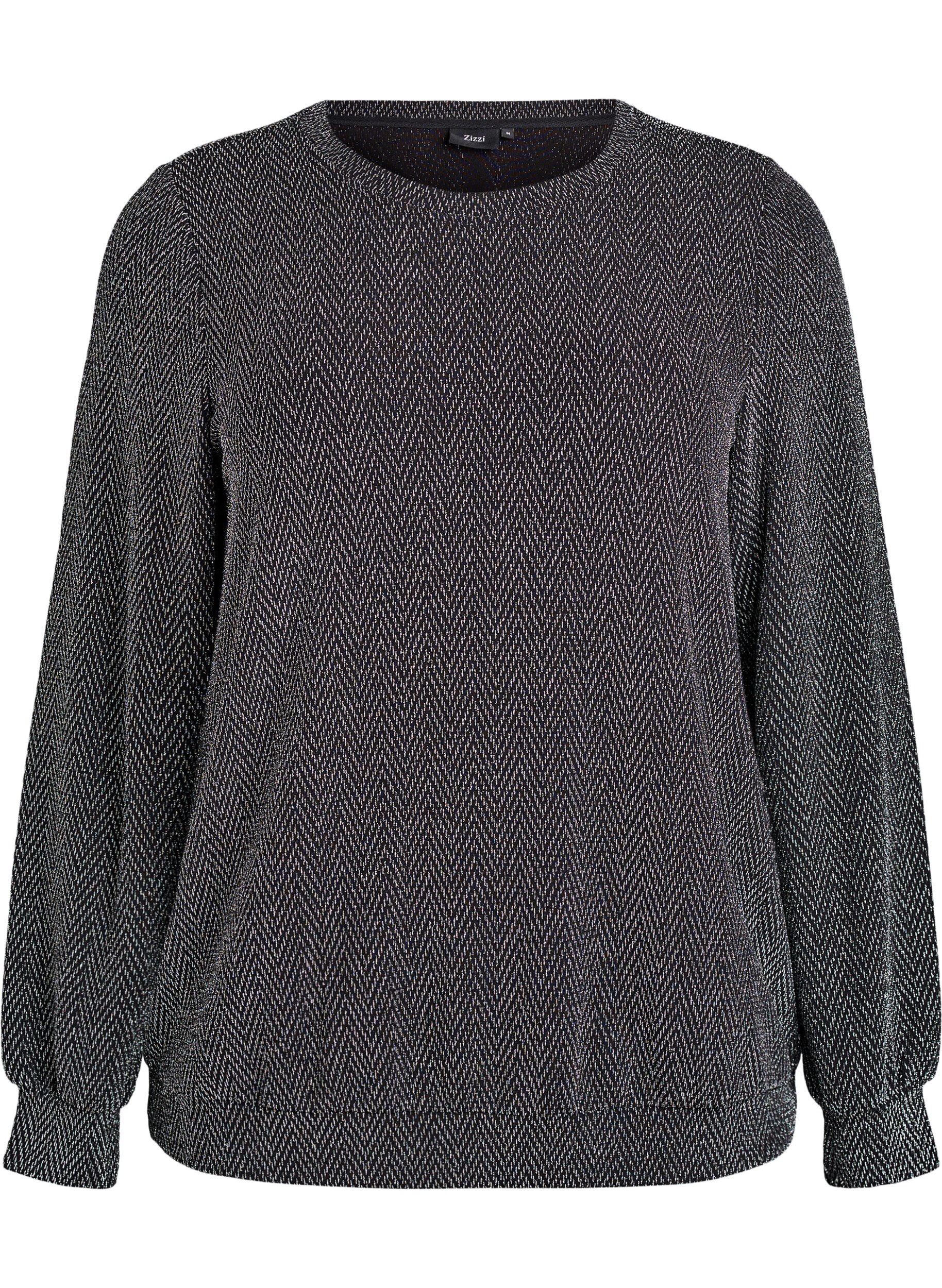 Blus med fiskbensm&ouml;nster och glittertr&aring;d