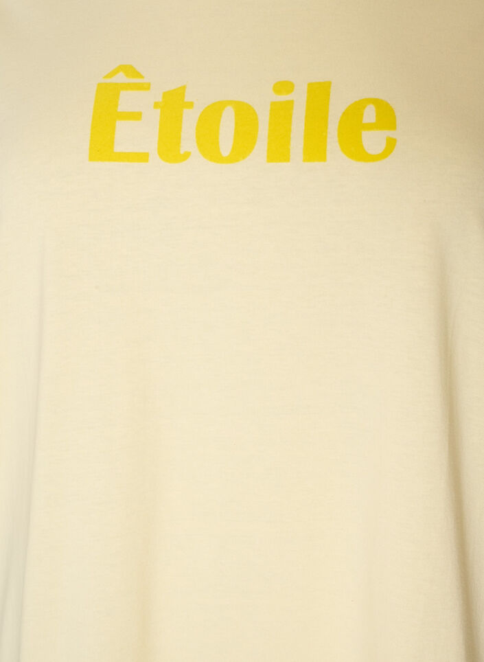 T-shirt i ekologisk bomull med velourtext, Gul, Packshot image number 2