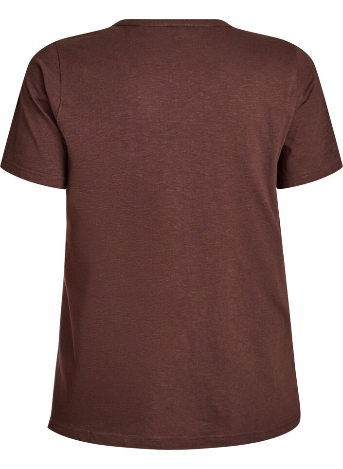 T-shirt med knappdetalj, Brun, Packshot image number 1
