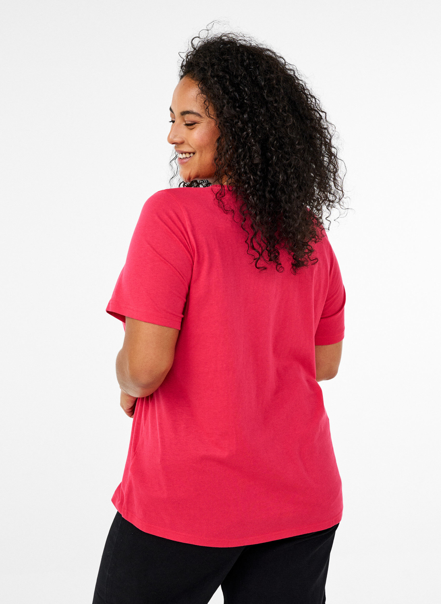 Zizzi FLASH - T-shirt med tryck, Rosa, Model image number 2