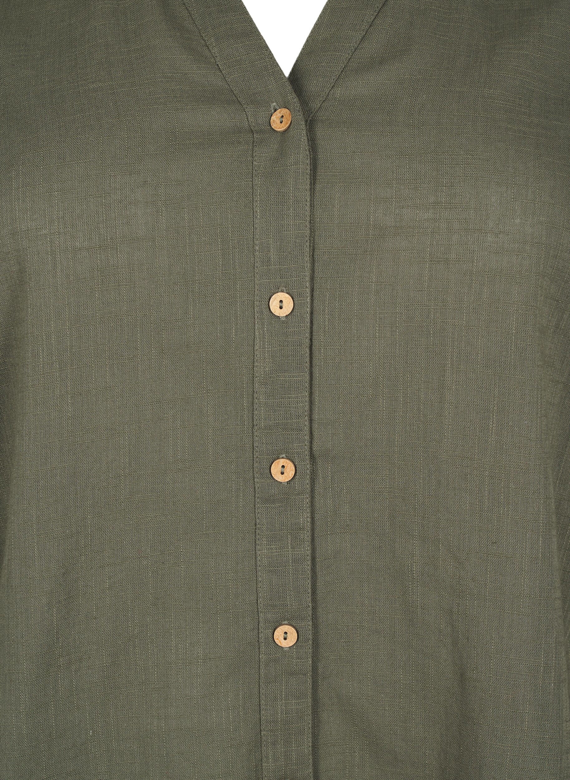 ZizziBomullsblus med v-ringning, Gr&ouml;n, Packshot image number 2