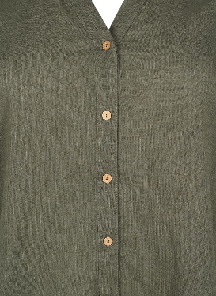 Bomullsblus med v-ringning, Gr&ouml;n, Packshot image number 2