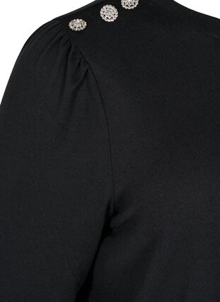 Långärmad tröja med detaljer på axlarna, Black, Packshot image number 3