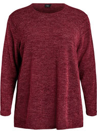 L&aring;ng&auml;rmad blus med textur, M&ouml;rk Bordeaux