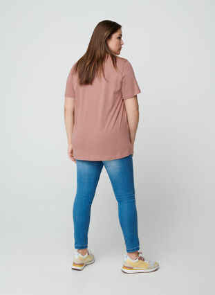 Kortärmad t-shirt med print, Burlwood, Model image number 1