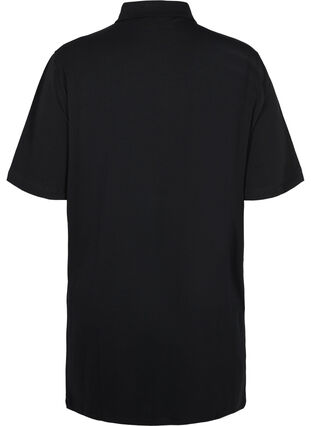 Tunika i bomull med krage och korta ärmar, Black, Packshot image number 1