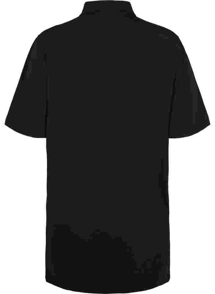 Tunika i bomull med krage och korta ärmar, Black, Packshot image number 1