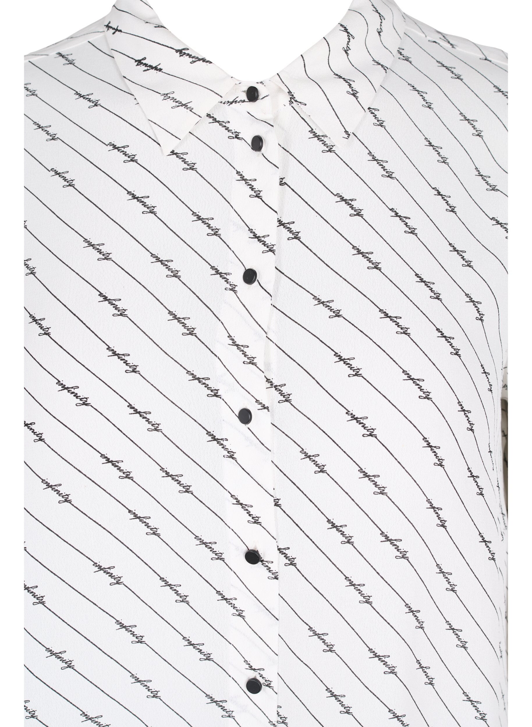 Zizzi Randig skjortkl&auml;nning i viskos, White AOP, Packshot image number 2