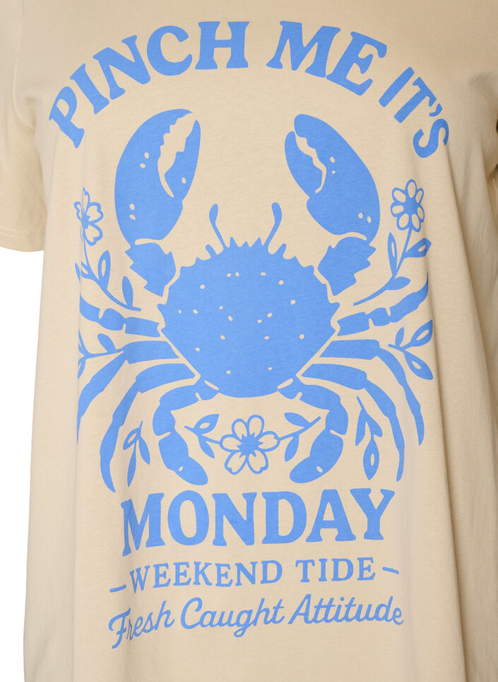 T-shirt i bomull med tryck, Beige, Packshot image number 2