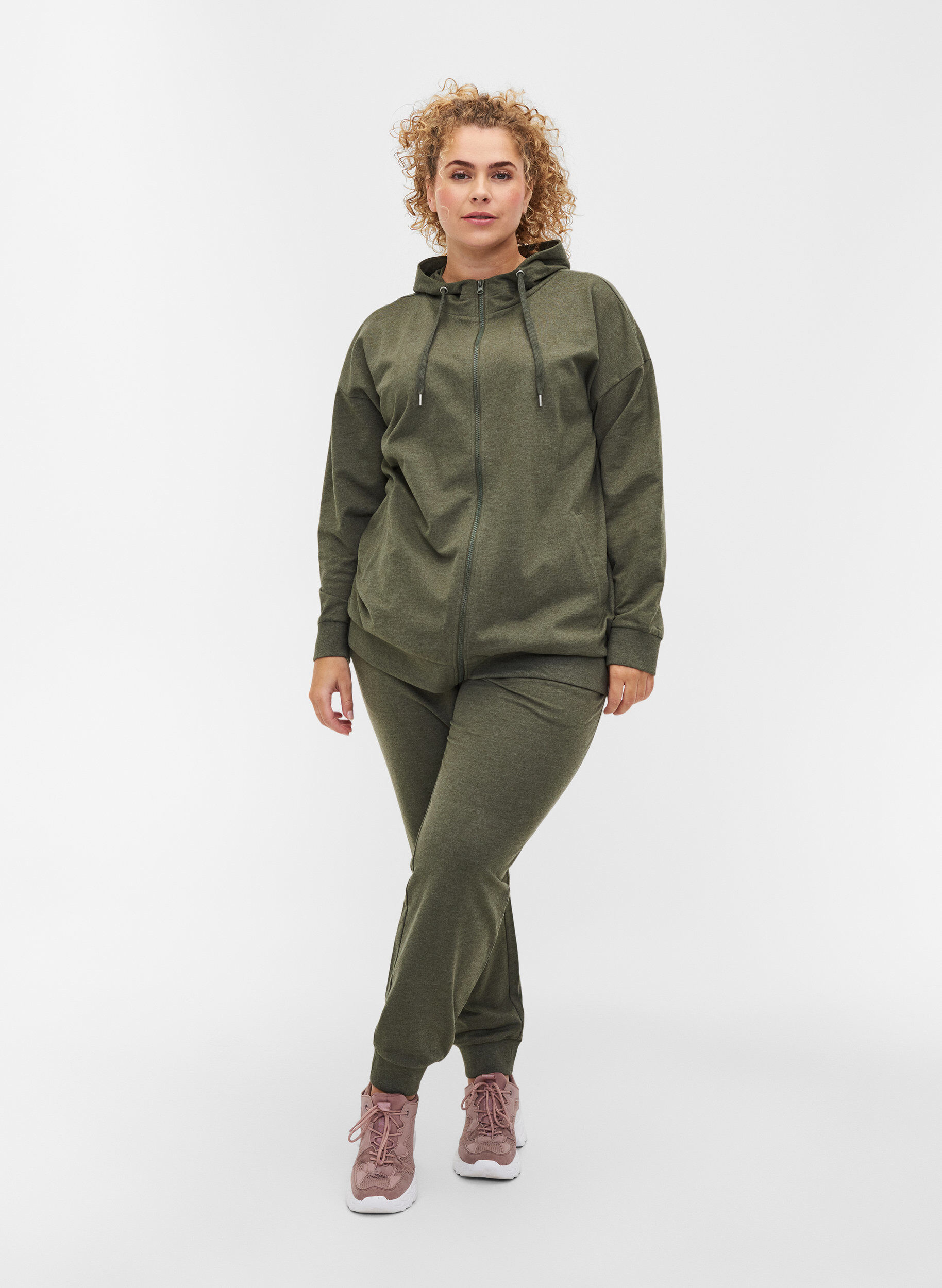 Zizzi Luvtr&ouml;ja med dragkedja, Forest Night, Model image number 2