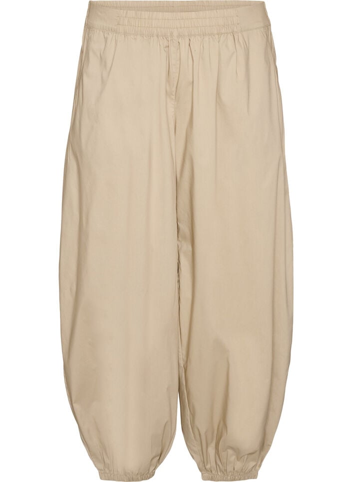 Ballongbyxor med fickor och res&aring;r i midjan, Beige, Packshot image number 0