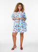 Blus i bomull med tomatm&ouml;nster och peplum, Bl&aring;, Model image number 1