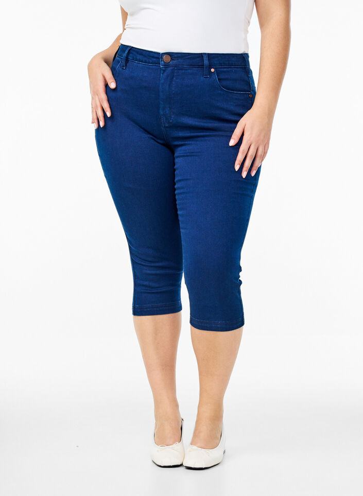 Amy caprijeans med h&ouml;g midja och supertajt passform, Bl&aring;, Packshot image number 2