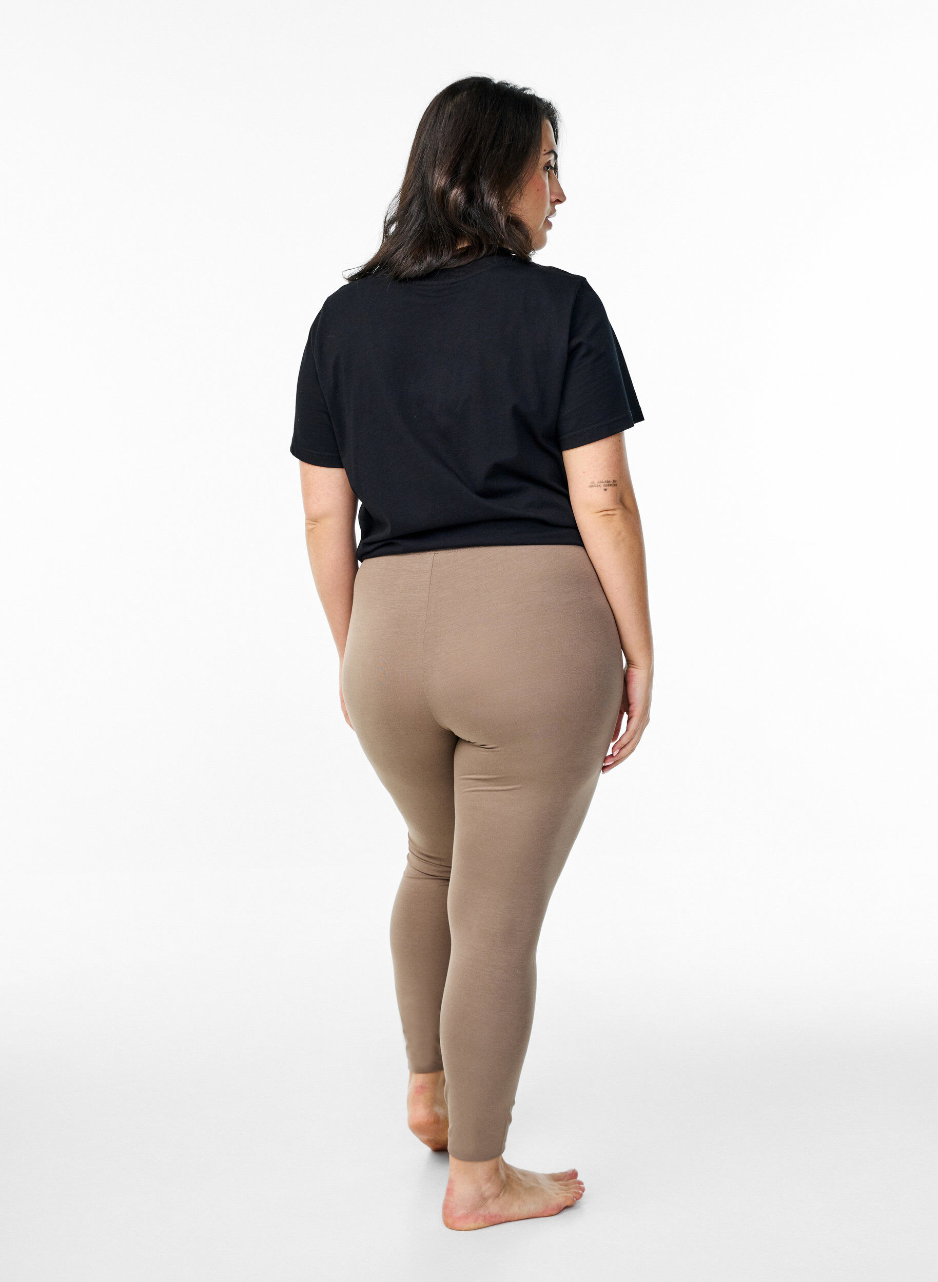 Zizzi Basic leggings i viskos, Brun, Model image number 2