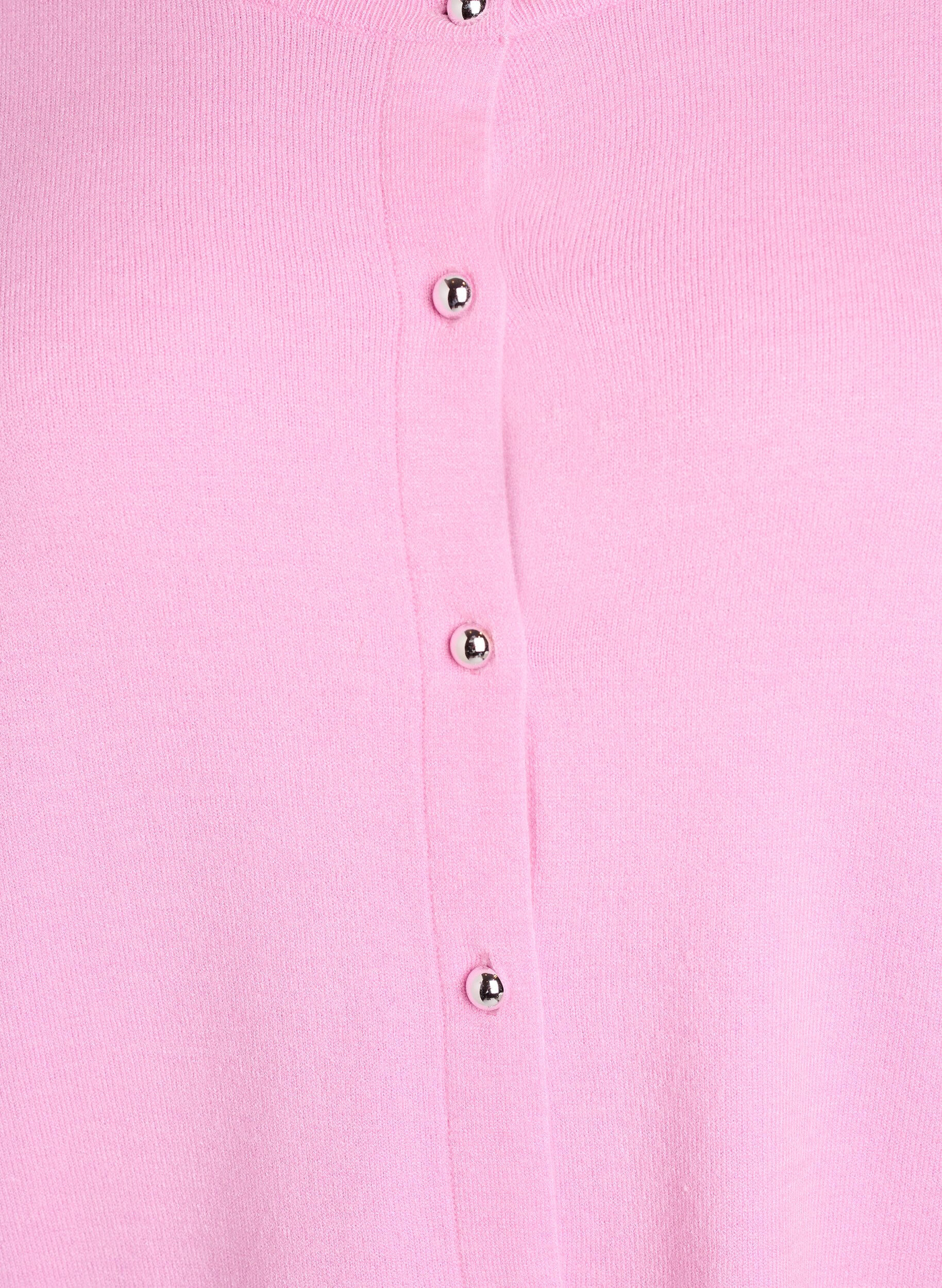 Zizzi Cardigan med runda knappar, Rosa, Packshot image number 2